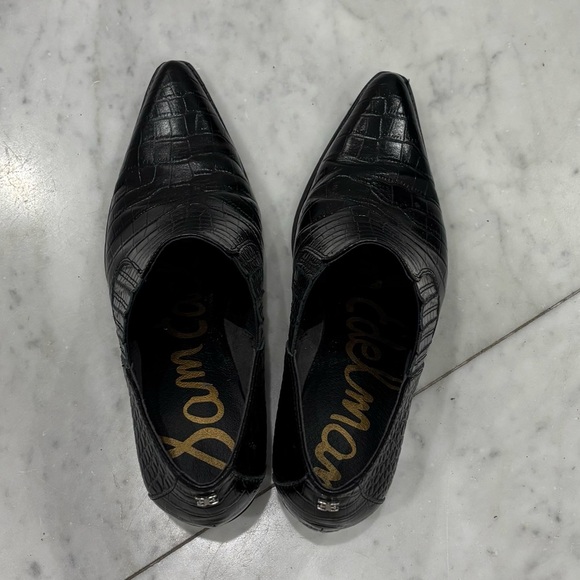 Sam Edelman Black Croc-Patterned Heeled Boots - Picture 3 of 5